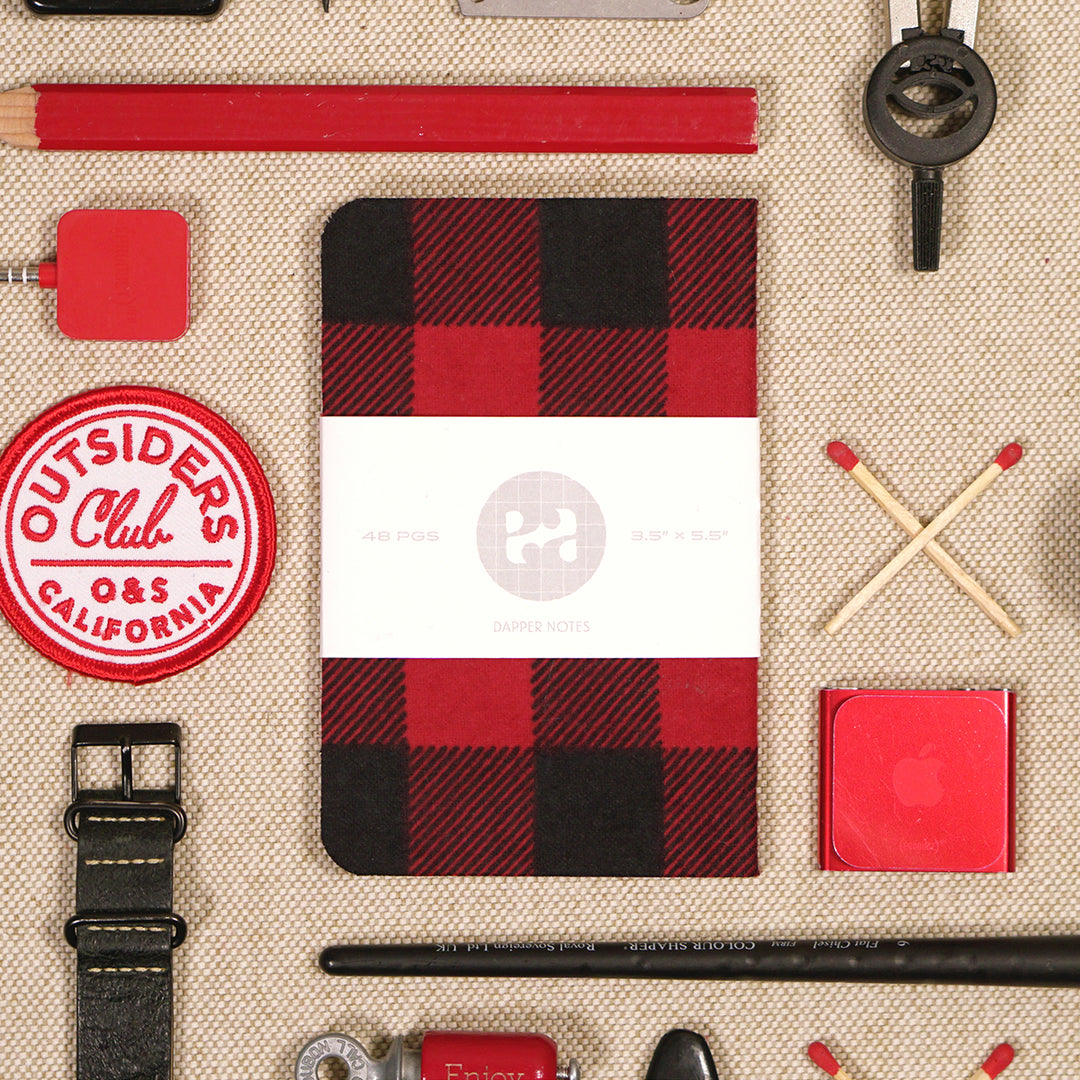 plaid red black pocket notebook