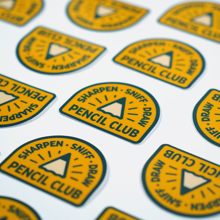 Sharpen Sniff Draw Pencil Club badge sticker