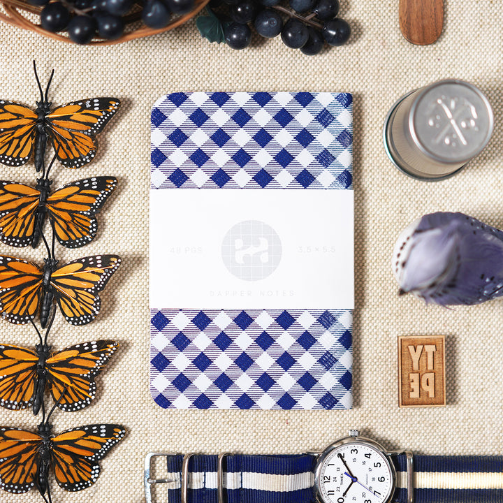 Blue Gingham Pocket Notebook