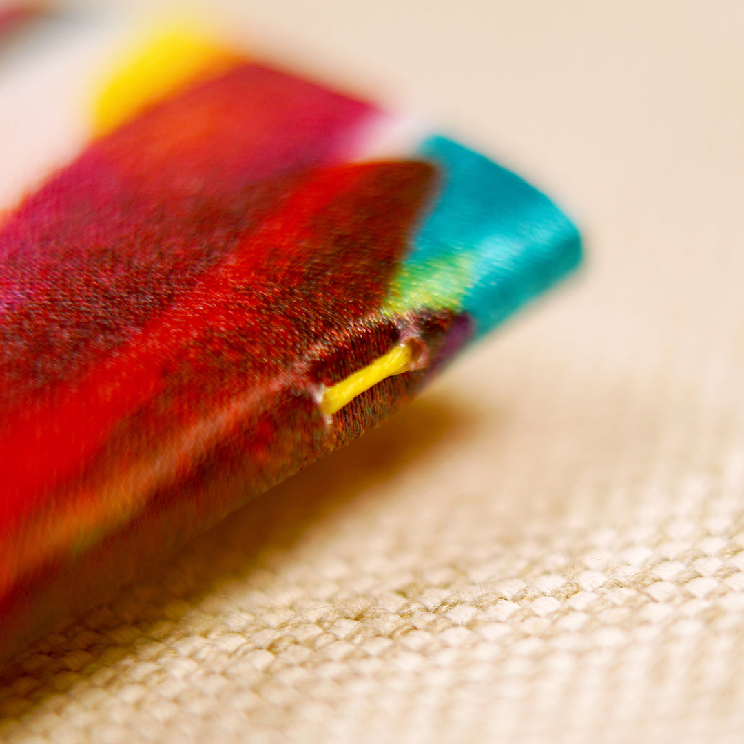 sewing stations in notebook signature, macro closeup