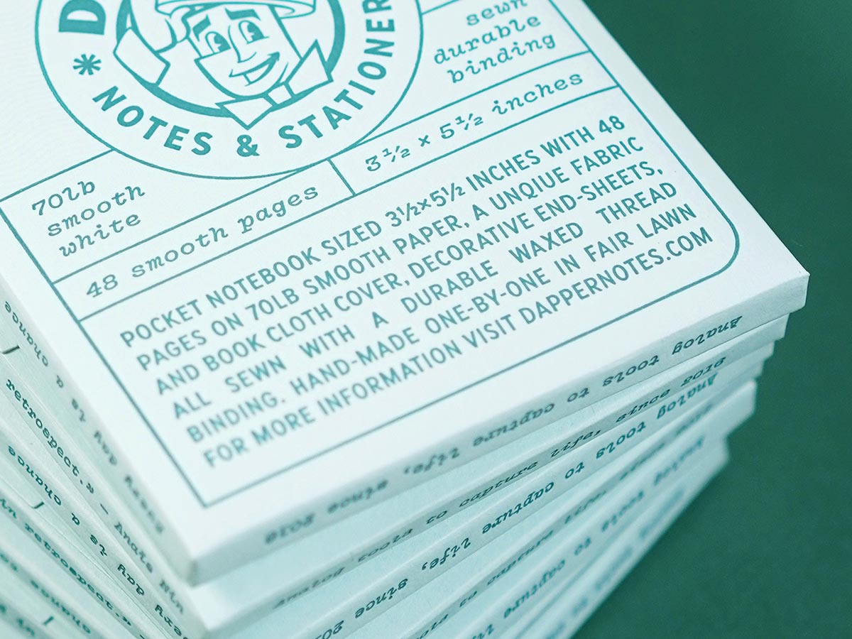 closeup letterpress mowhawk packaging text