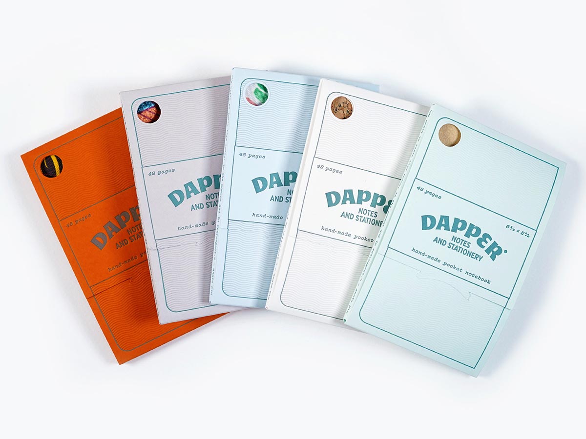 dapper notes paper notebook packaging using mowhawk's Arjowiggins Keaykolour