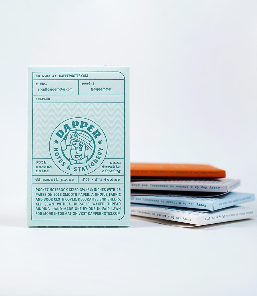 dapper notes pocket notebook packaging stack