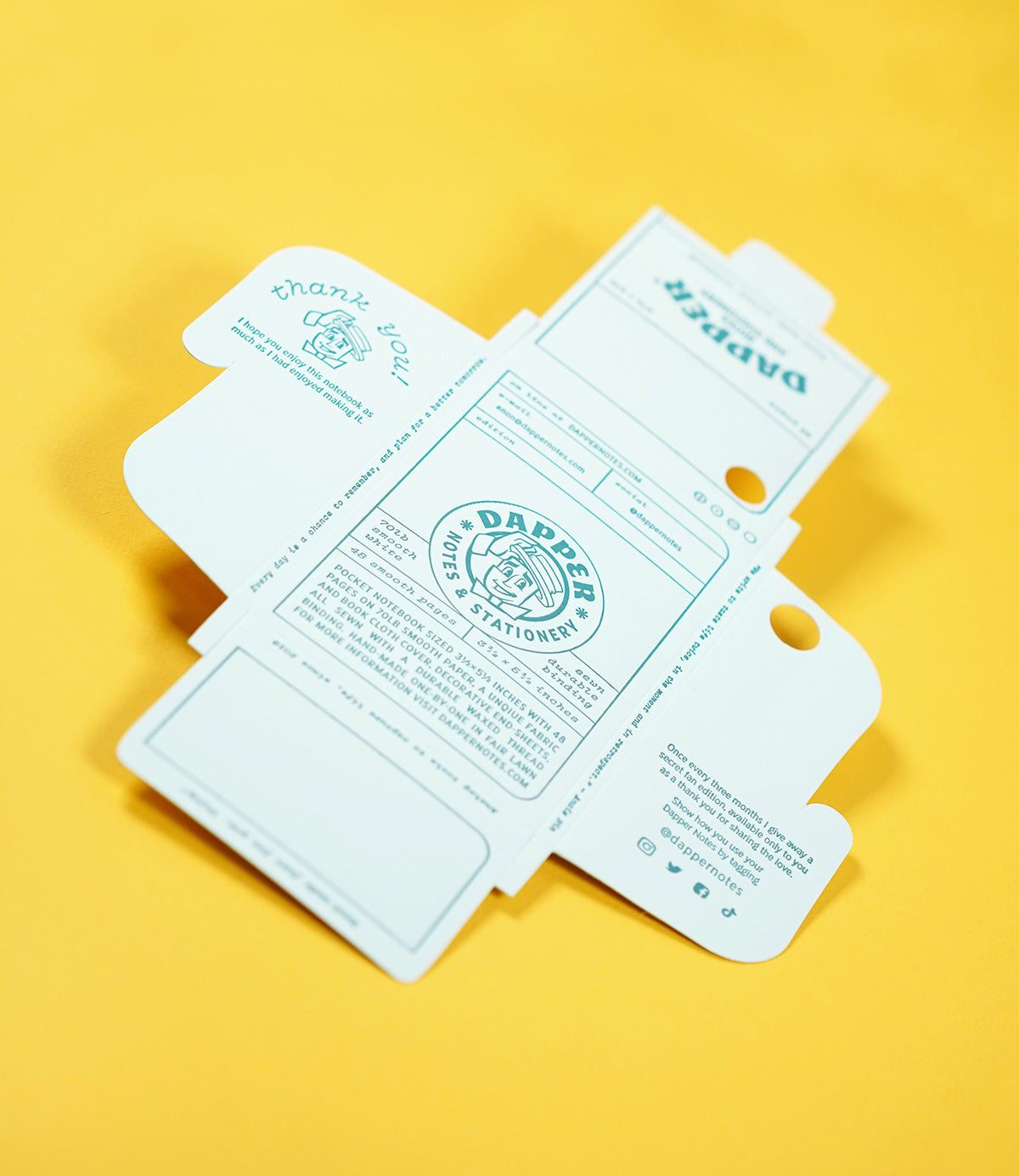 mamas sauce paper packaging dieline for dapper notes letterpress notebook packaging