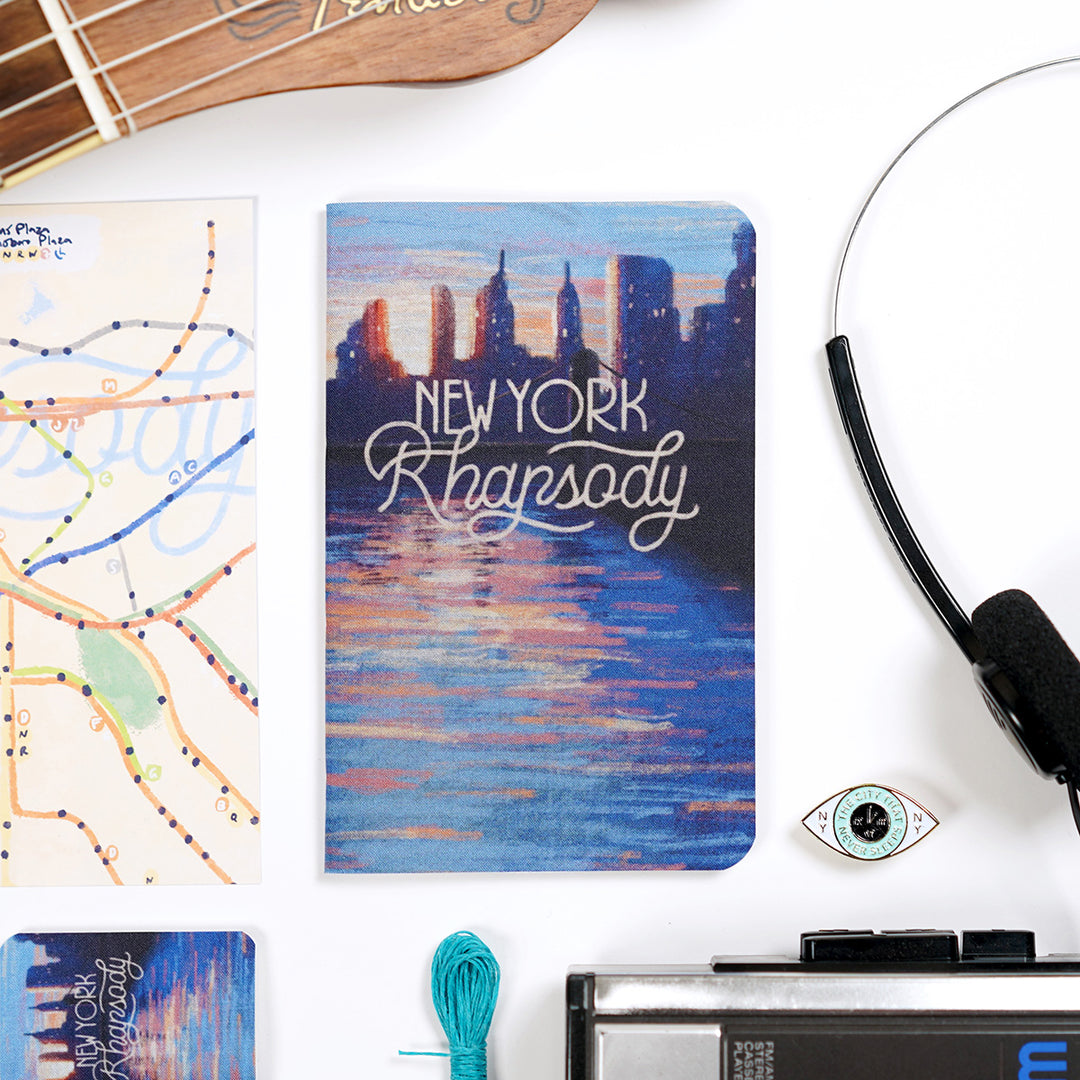 new york rhapsody film poster notebook with walkman and hoodzpah pin