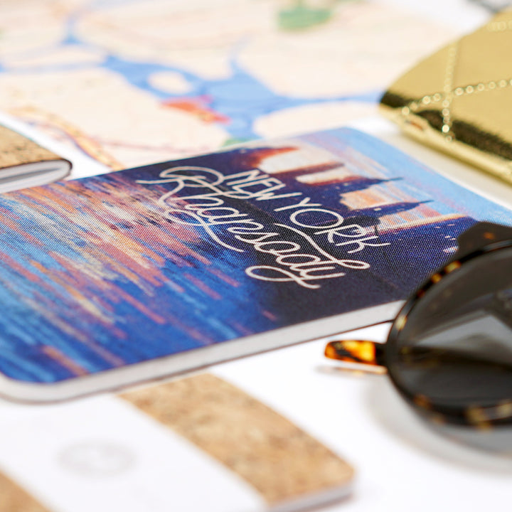 new york sunset street photography notebook with sunglasses and gold bling notebook