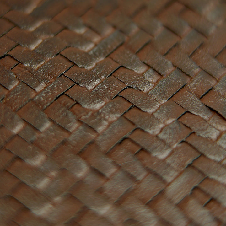 brown basket weave faux leather closeup photo
