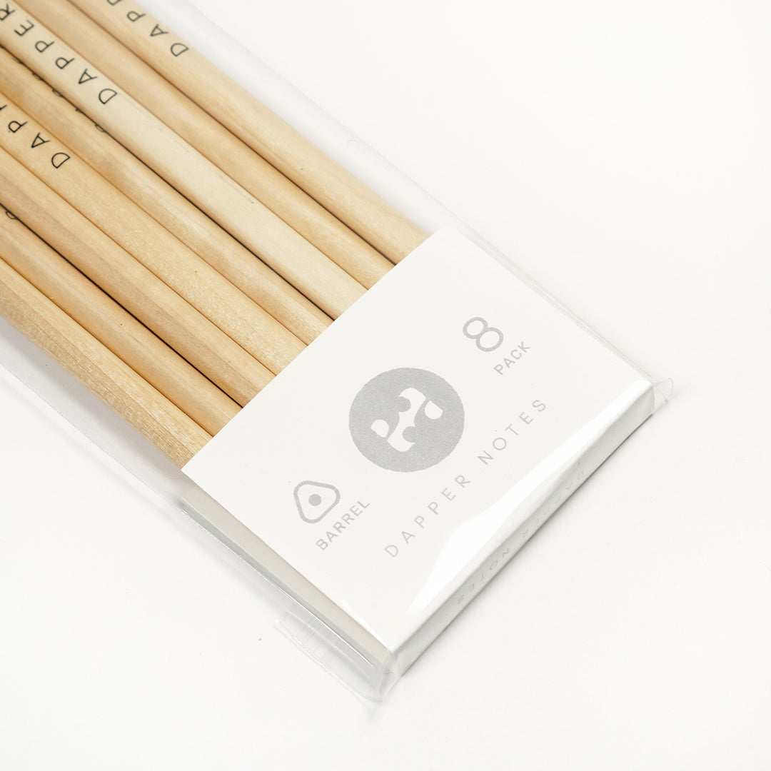 Pencil packaging 8-pack of the Dapper Notes triangle barrel natural pencil